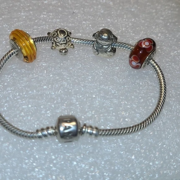 Vintage Pandora Charm Bracelet with Charms 925 - Picture 2 of 15